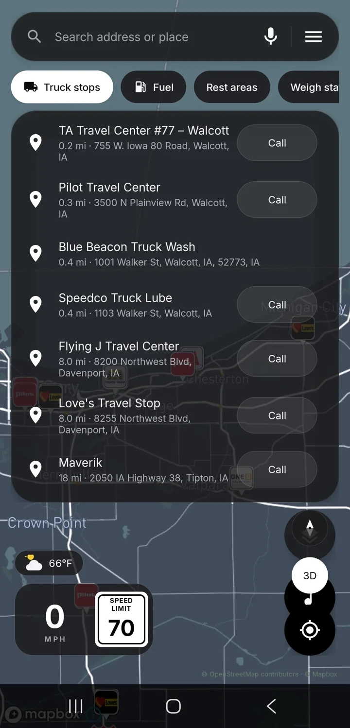 Truck stops nearby